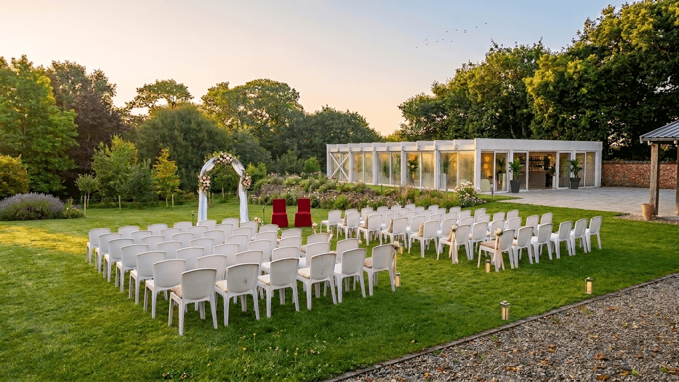 Espace de cérémonie de mariage en extérieur au Clos des Beaux Jours à Brest